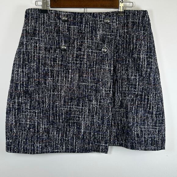 LOFT Navy Blue Faux Wrap Mini Pencil Skirt, Size 10 - Picture 1 of 7
